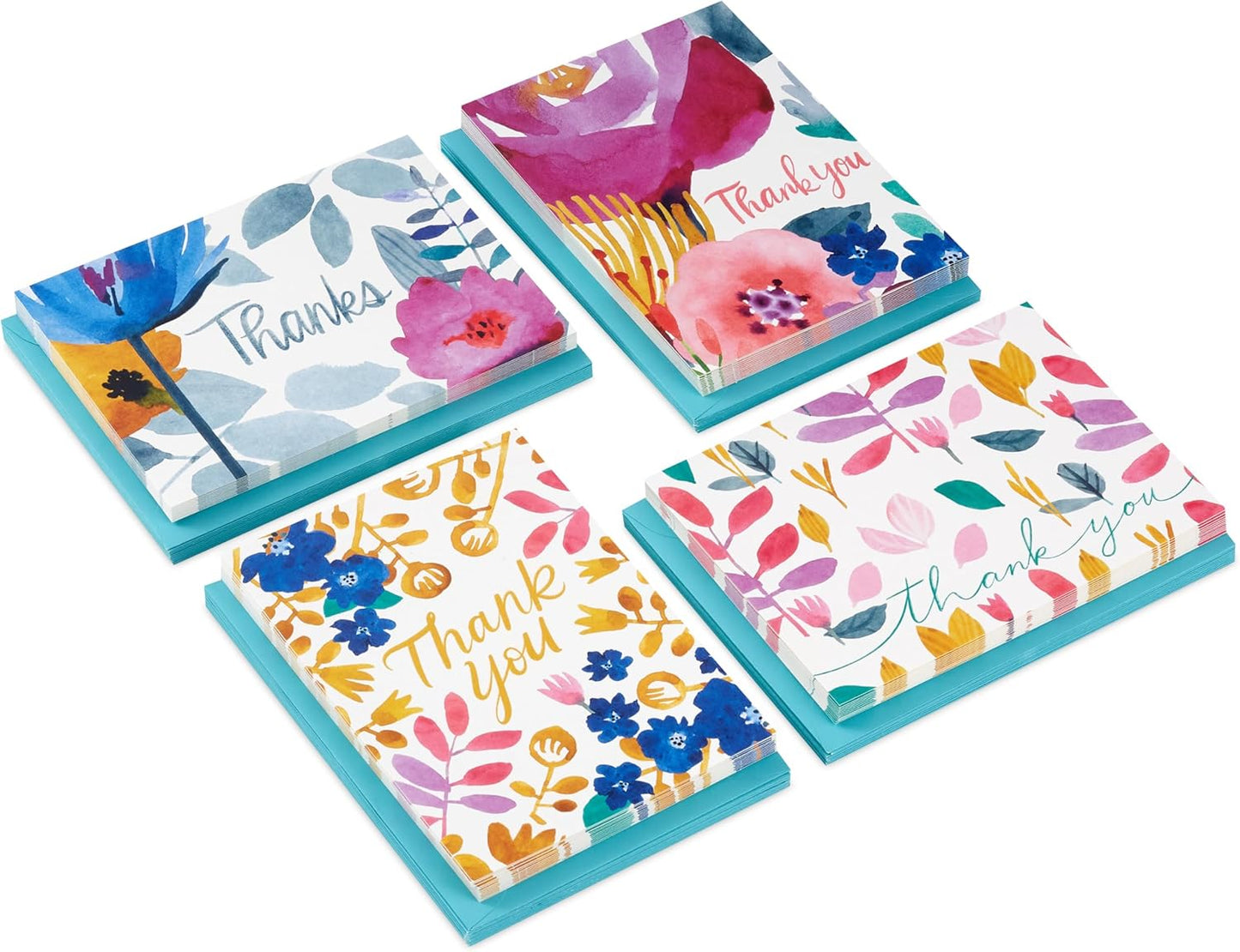 Hallmark Thank You Notes Assortment (48 Blank Cards with Envelopes) Watercolor Florals