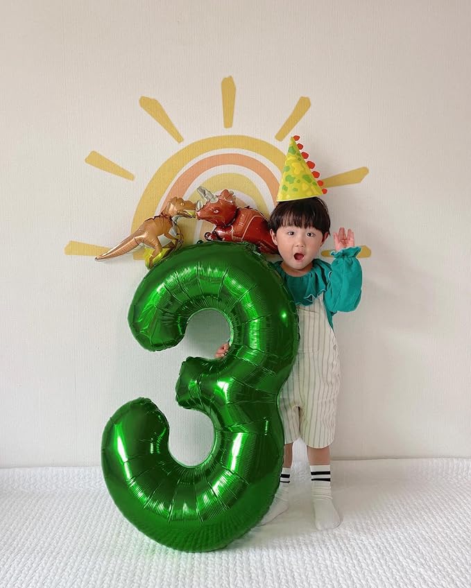 Dark Green Number 3 Balloon 40 Inch, 3rd Birthday Celebration Supplies for Girls Boys Women Men, 3 Balloon for Girls Boys Theme Party