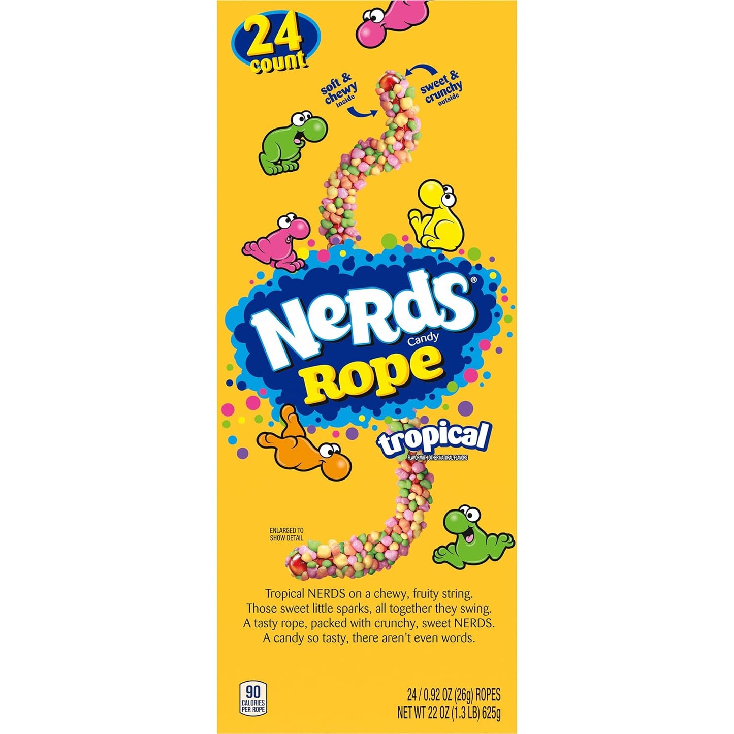 Nerds Rope Candy, Tropical Flavor, 0.92 Ounce Ropes (Pack of 24)