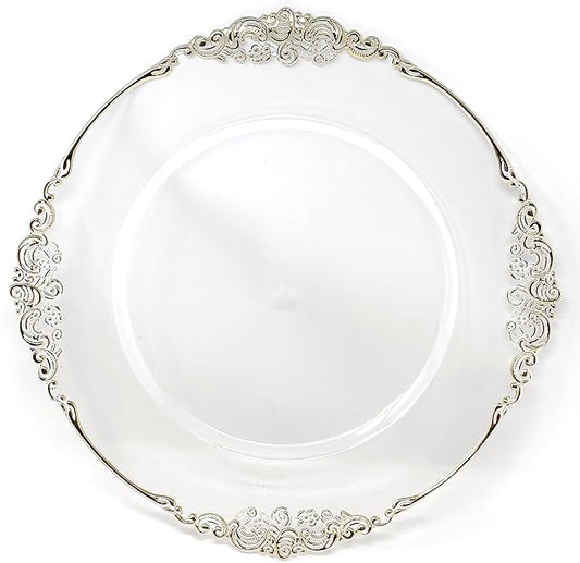 allgala Heavy Quality Round Charger Plates - Clear Chargers for Dinner Plates - Set of Charger Plates for Table Decor - Ideal for Weddings, Thanksgiving Parties & Holidays - Clear (13-Inch 6-Pack)