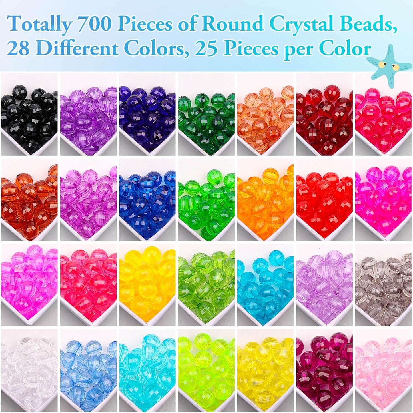 Paxcoo 700 Pcs Crystal Acrylic Beads Faceted Bicone Gem Beads for Jewelry Making (8 MM)
