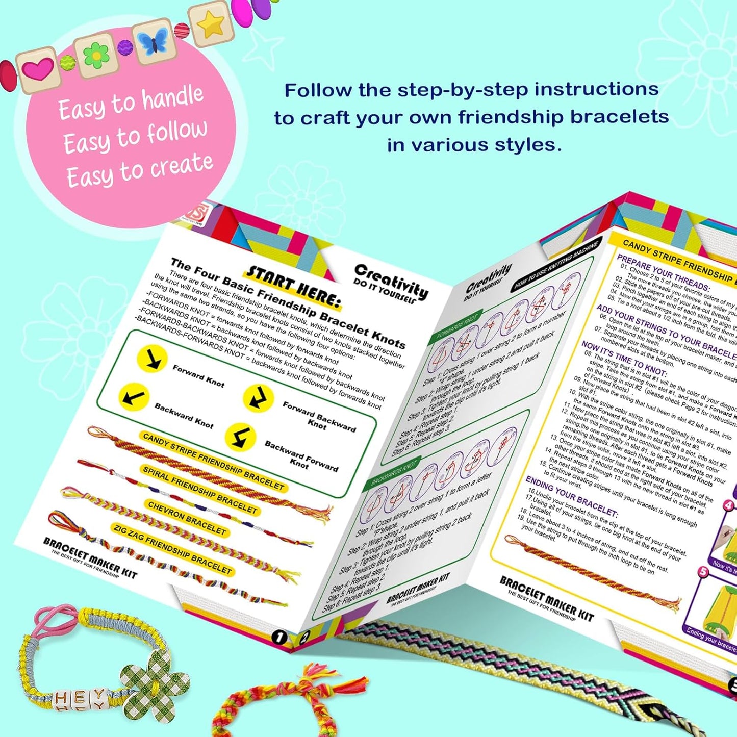 Bracelet Making Kit for Girls - Friendship Bracelet Kit - Christmas Gifts for Ages 6 7 8 9 10 11 12 Year Old Girl Birthday Gifts, Arts and Crafts for Kids Ages 8-12 Teen Bracelets DIY Maker Light Blue