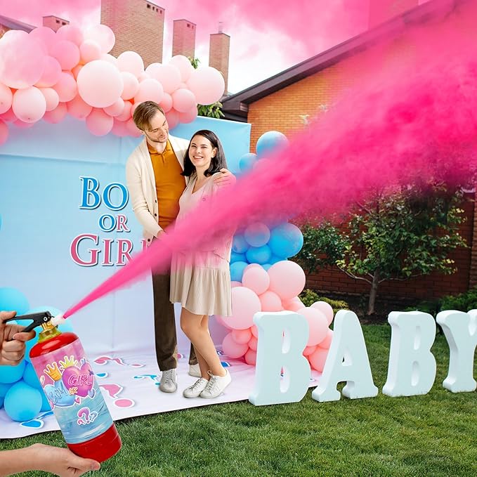 Gender Reveal Fire Extinguisher, 2 Pack Gender Reveal Ideas Gender Reveal Party Decorations Baby Girl Boy Reveal Party Ideas Gender Reveal Decor (Pink, Extra Large)