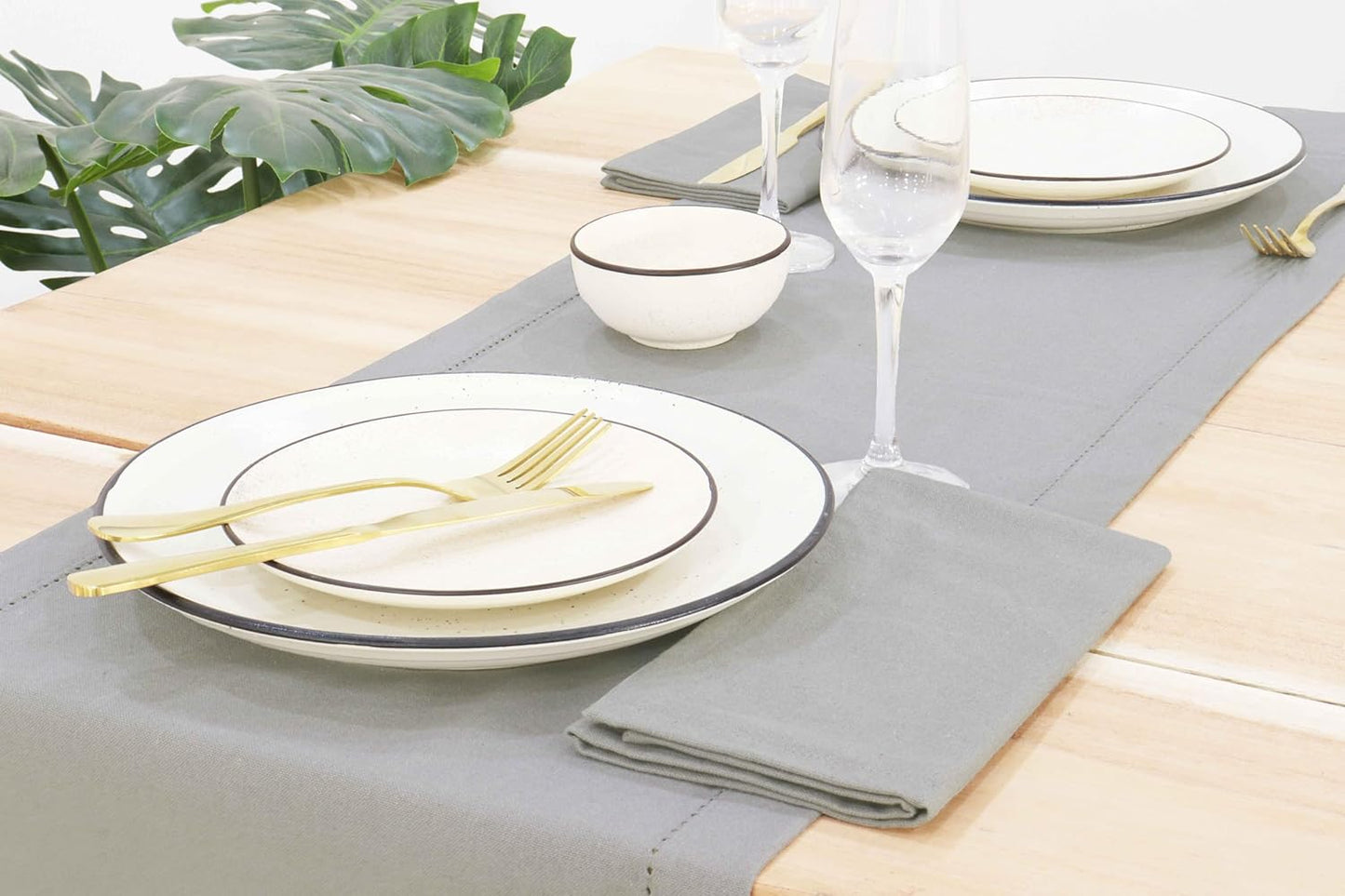 PurpleEssences Set of 6 Cloth Dinner Napkins 100% Cotton 18x18 Inch - Soft Durable Washable - Ideal for Farmhouse Party Fall Thanksgiving - Perfect Everyday Use Table Linen - Ash Grey