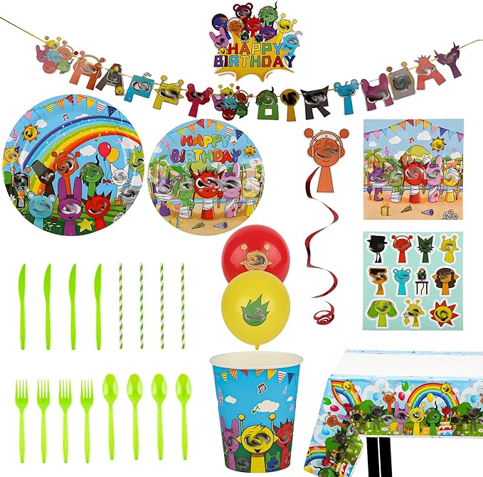 229 PCS Birthday Party Supplies Set – Complete Birthday Decorations with Balloons, Banner, Tablecloth, Cake Toppers, Stickers & Backdrop – Fun Decorations for Kids & Fans