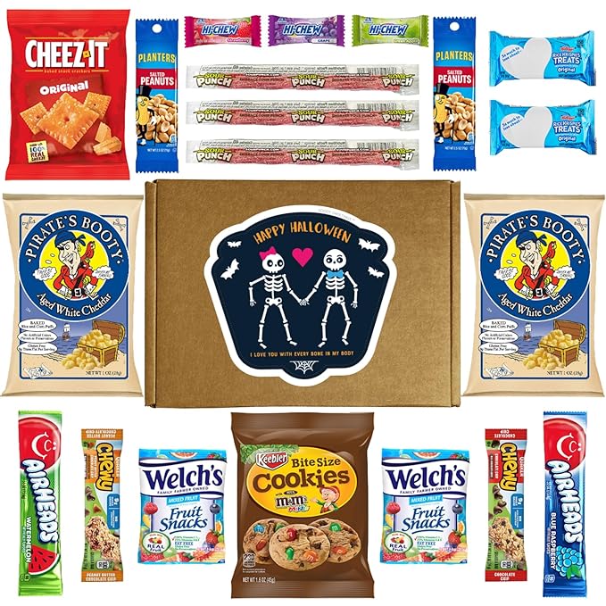 Hangry Kit Halloween Snack Box Variety Pack – 20 Count – Assorted Chips, Cookies, Candy & Crackers – Fun Spooky Design – Gift for Kids, Teens, College Students, or Office - Romantic