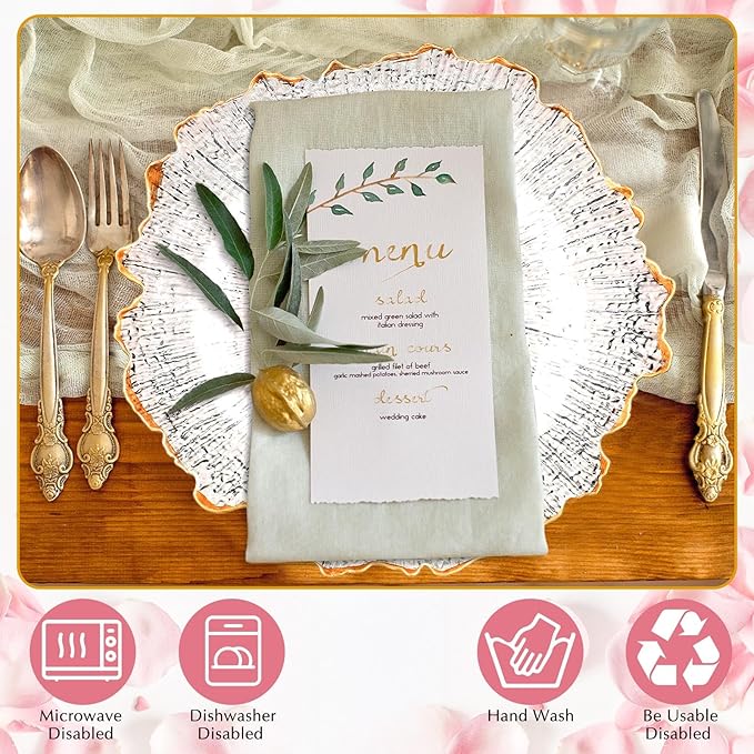25 Pack 13 Inch Charger Plates Bulk Plastic Charger Plates Round Decorative Plates for Home Kitchen Holiday Wedding Party Catering Event Dinner Tabletop Decoration(Gold)