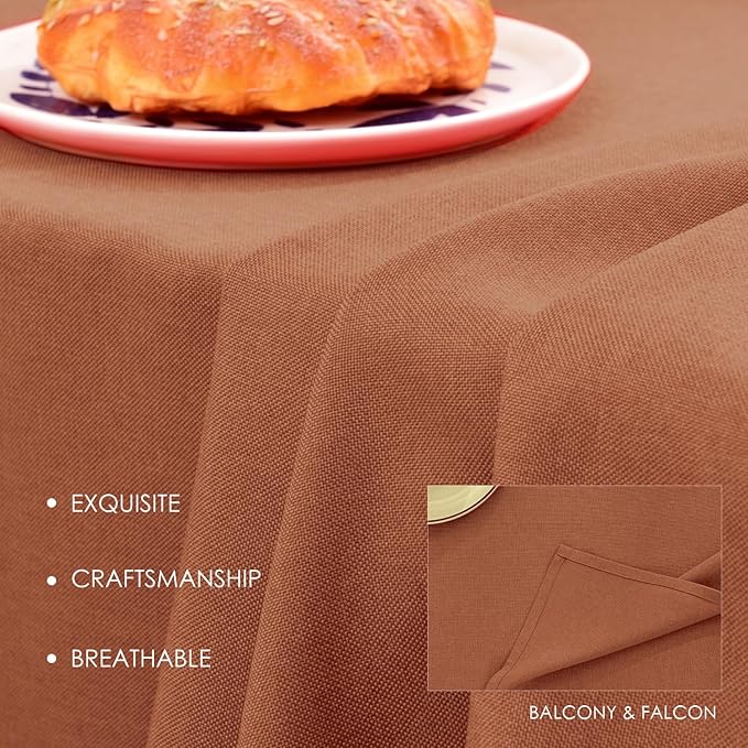 BALCONY & FALCON Rectangle Table Cloth – Waterproof, Wrinkle-Resistant & Dust-Proof Farmhouse Tablecloth for Dining, Kitchen, Party Decorations, Fall Thanksgiving Gatherings (Cinnamon, 55" x 71")