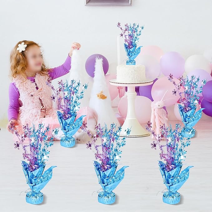 Gyufise 6 Pack Metallic Foil Spray Centerpiece Snowflake Table Decoration Burst Table Centerpieces Table Decor for Winter Wonderland Birthday Wedding Anniversary Holiday Party Supplies Pink Blue