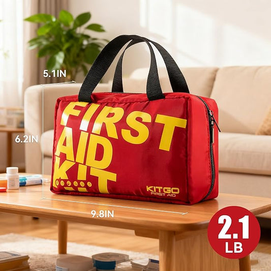 First Aid Kit - 450pcs Medical Kit with Essential Emergency Medical Supplies, Travel First Aid Kit, Trauma Emergency Kit for Home, Dorm, Outdoor, Car