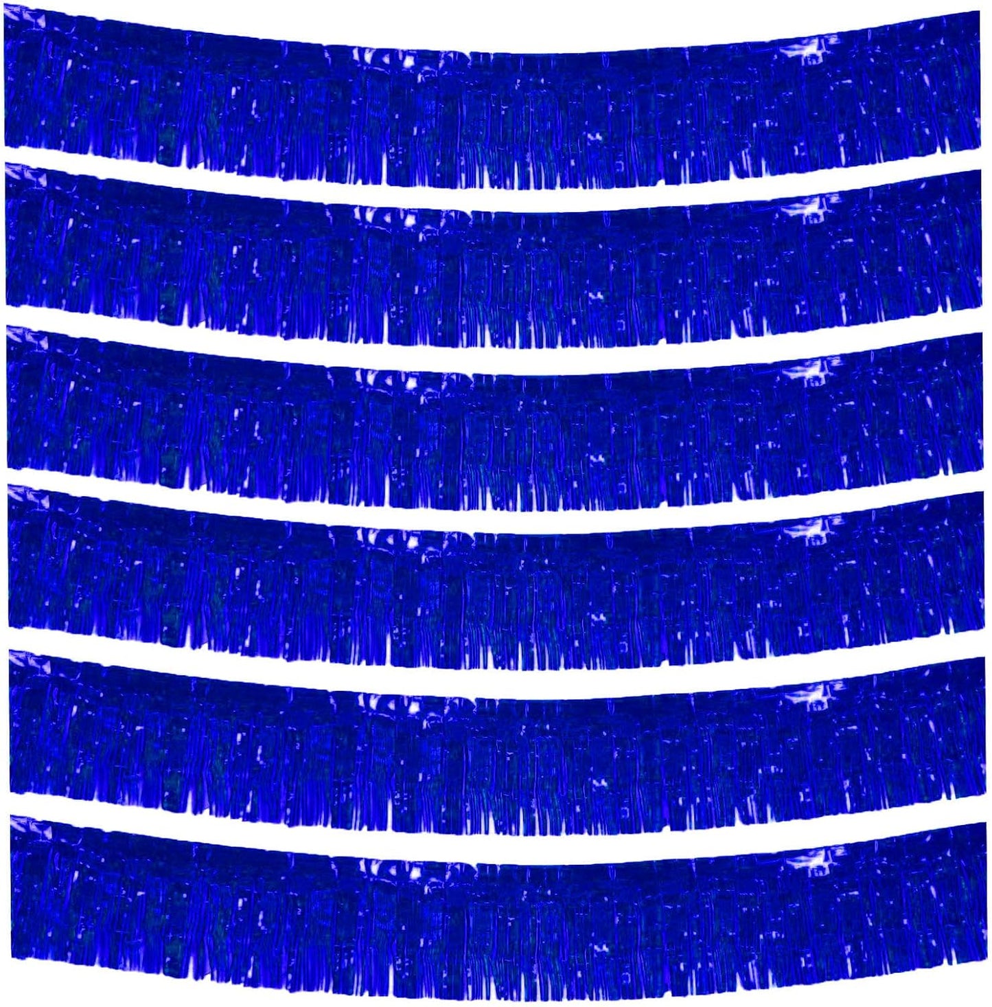 6 Packs 10 Feet Foil Fringe Garland Metallic Foil Tinsel Fringe Garland Wall Hanging Fringe Banner for Parade Floats, Wedding, Christmas，Birthday Party Halloween Decor (Blue)