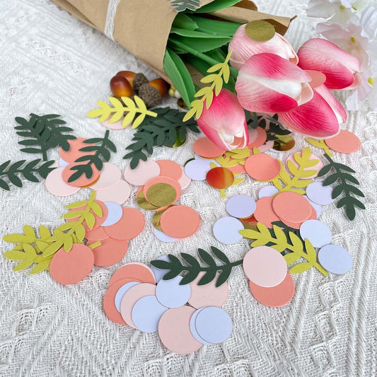 200 Pcs Baby Shower Table Decorations, Greenery Golden Eucalyptus Confetti, Yellow Green Branches Scatter, Bridal Shower Decor, Wedding Table Decorations