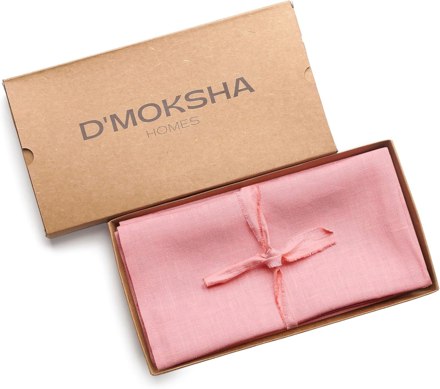 D'Moksha Homes Dusty Pink Linen Napkins 18 x 18 Inch - 100% Pure Linen Cloth Washable Dinner Napkins Set of 4 for Fall, Thanksgiving, Holiday