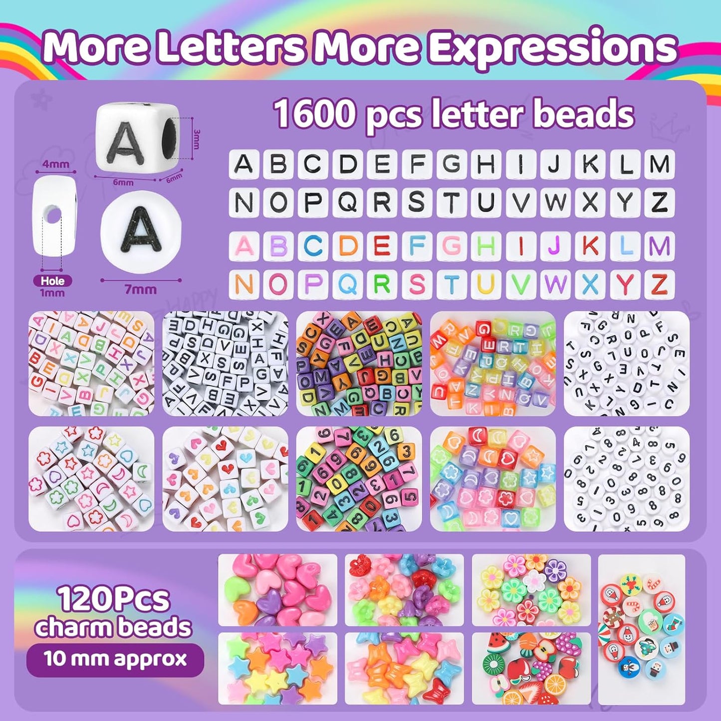 Pizooro 5 Boxes Pony Beads Bracelet Making Kit,3700 Pcs Kandi Bead for Friendship Bracelets Making with Letter Beads,Shaped Beads and Strings,84 Colors Rainbow Bracelet Beads for Craft,Birthday Gifts