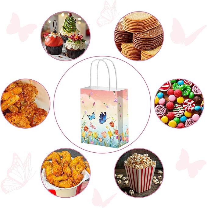 JeVenis 12 PCS Wildflower Party Favor Gift Bags Treat Candy Goodies Bags for Floral Flower Bridal Shower Baby Shower Birthday Wedding Party Supplies