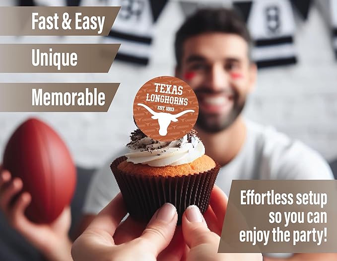 University of Texas Party Supplies for Football, Birthday Gift, Graduation Party Banner and Cake Toppers (42 Pieces) (Texas Longhorns)