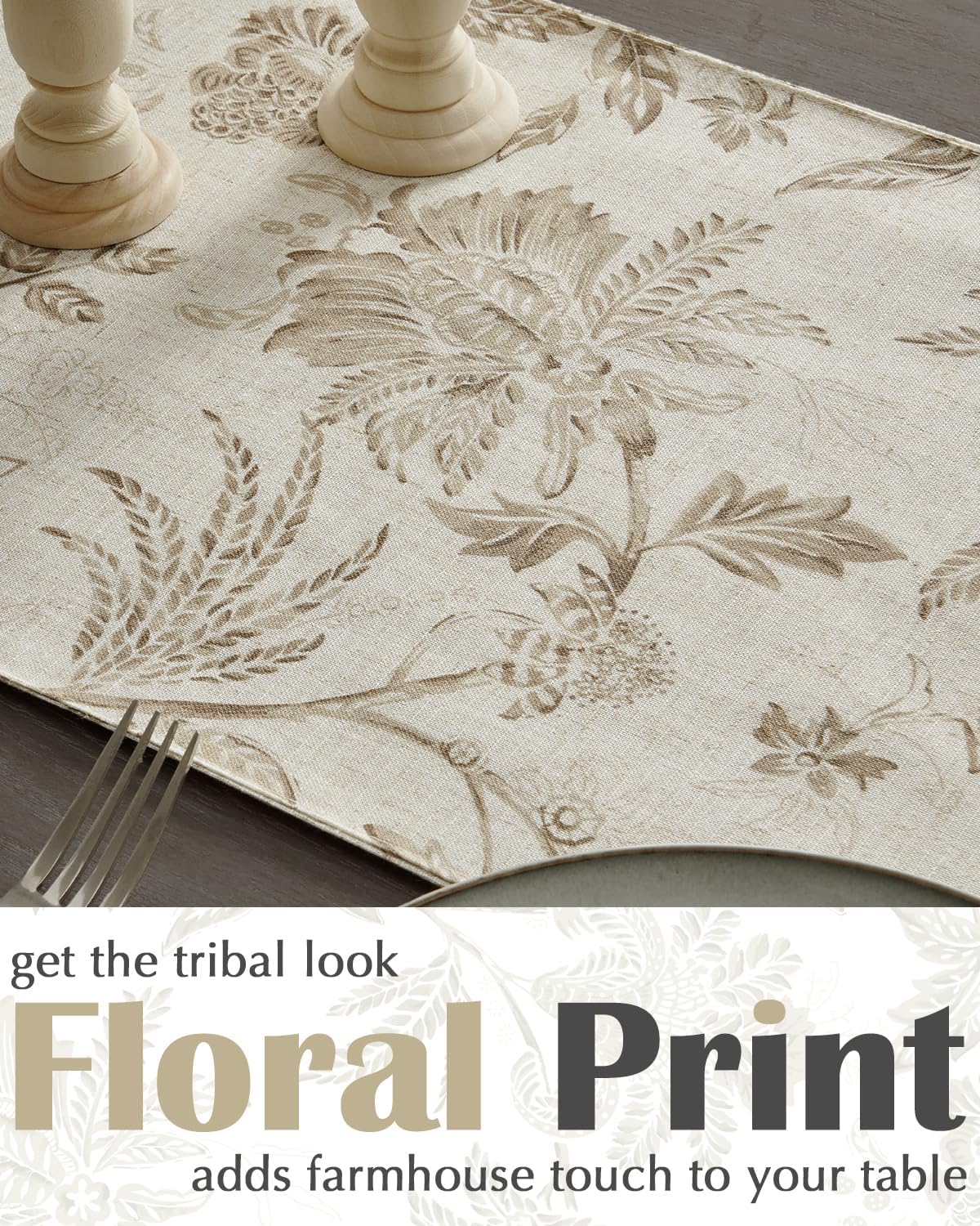 jinchan Linen Table Runner for Kitchen Farmhouse Table Cloth French Country for Party Wedding Birthday Dining Table Indoor Outdoor Decor 13 x 72 Inch 1 Panel Taupe