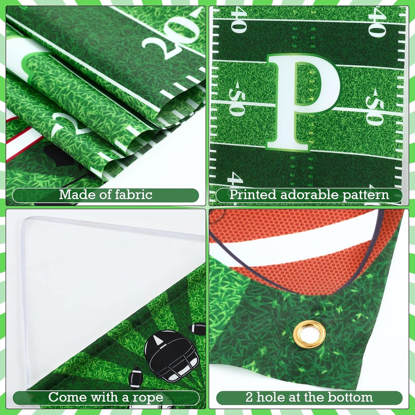 Batiyeer Football Porch Sign Banner Football Bowl Sports Fan Supplies Themed Boy Party Favors Photo Booth Props Wall Hanging(Birthday Theme)
