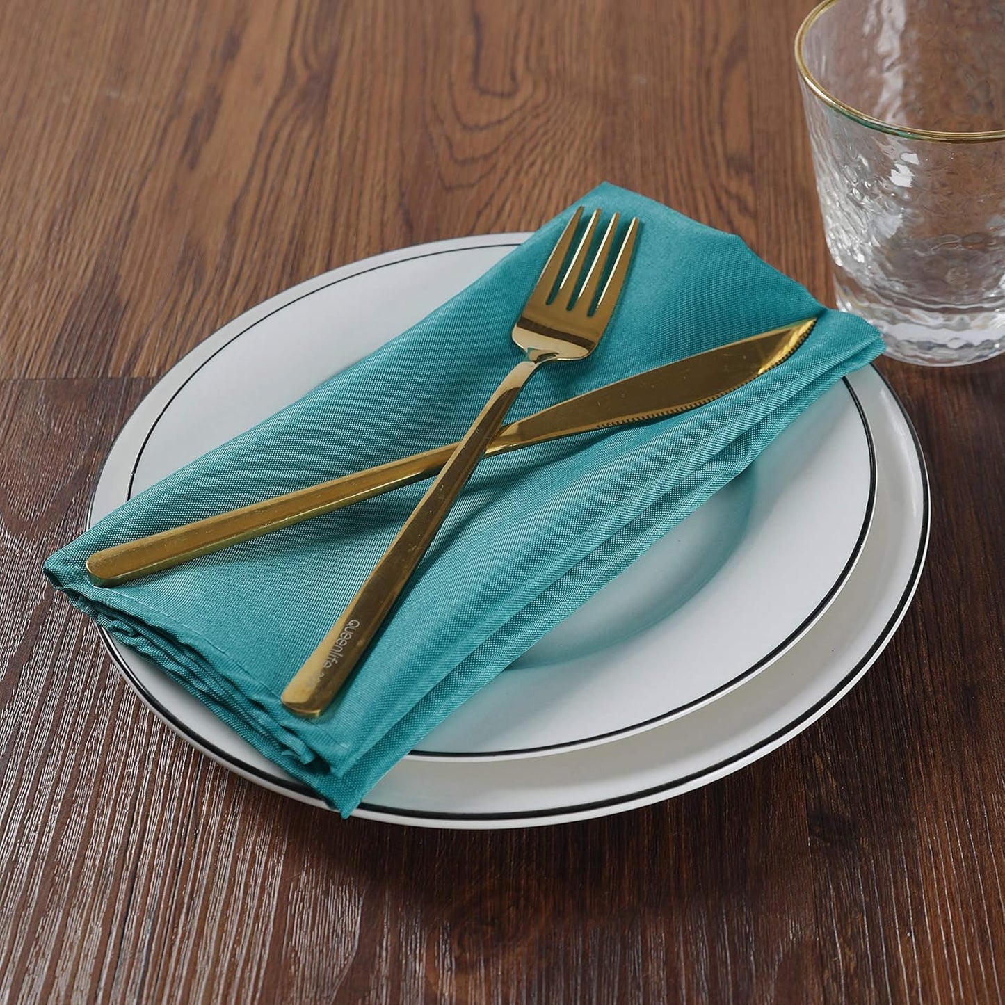 Cloth Napkins 20x20 inch Washable Polyester Dinner Napkins Soft Table Napkins for Wedding Party Dining Banquet(Teal,50PCS)
