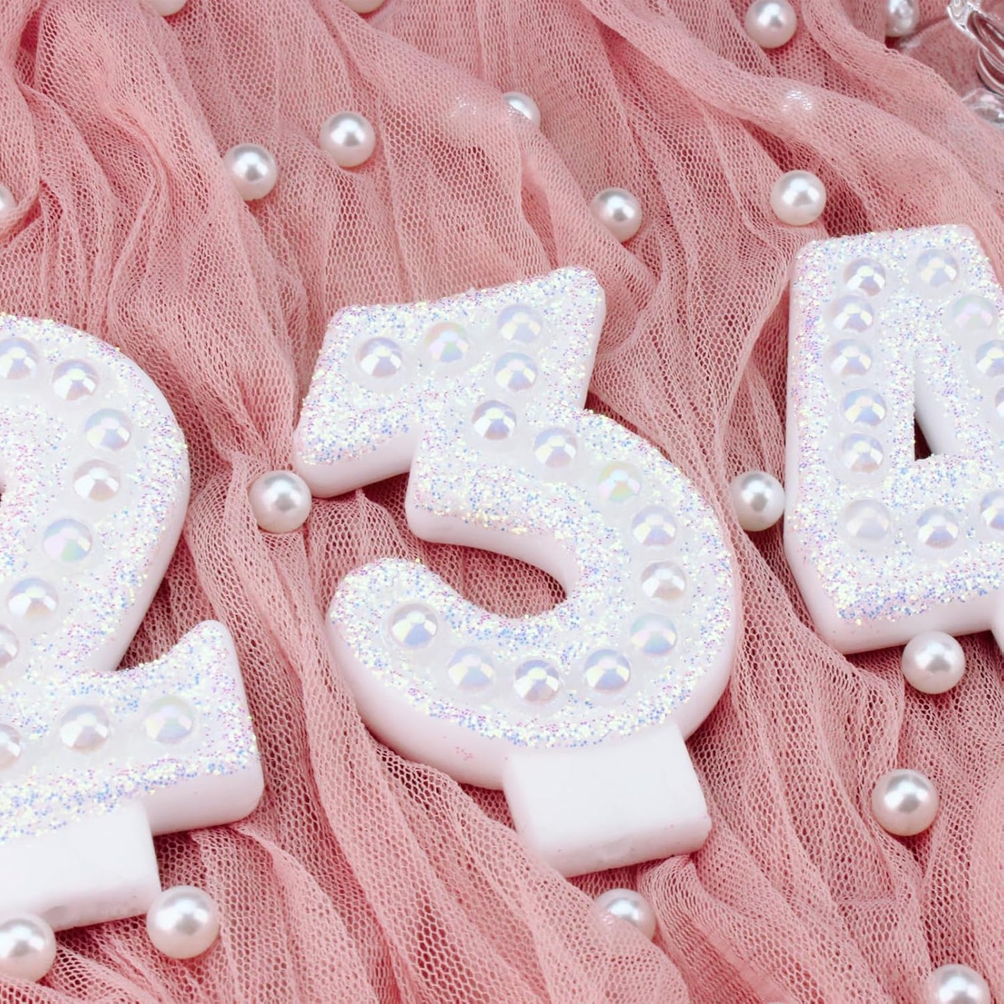 Birthday Candles, Number 6 Birthday Candle for Cake, Birthday Candles Sparklers with Holographic Colored Pearls, 3.35" Large Pearl Candles for Six Sweet Birthday Party Decoration Supplies