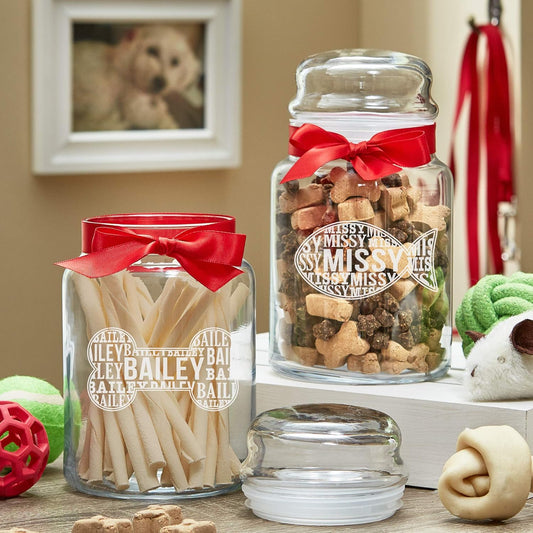 Let's Make Memories Personalized Pet Treat Jars - For Dog and Cat Owners, Pet Parents - Bone