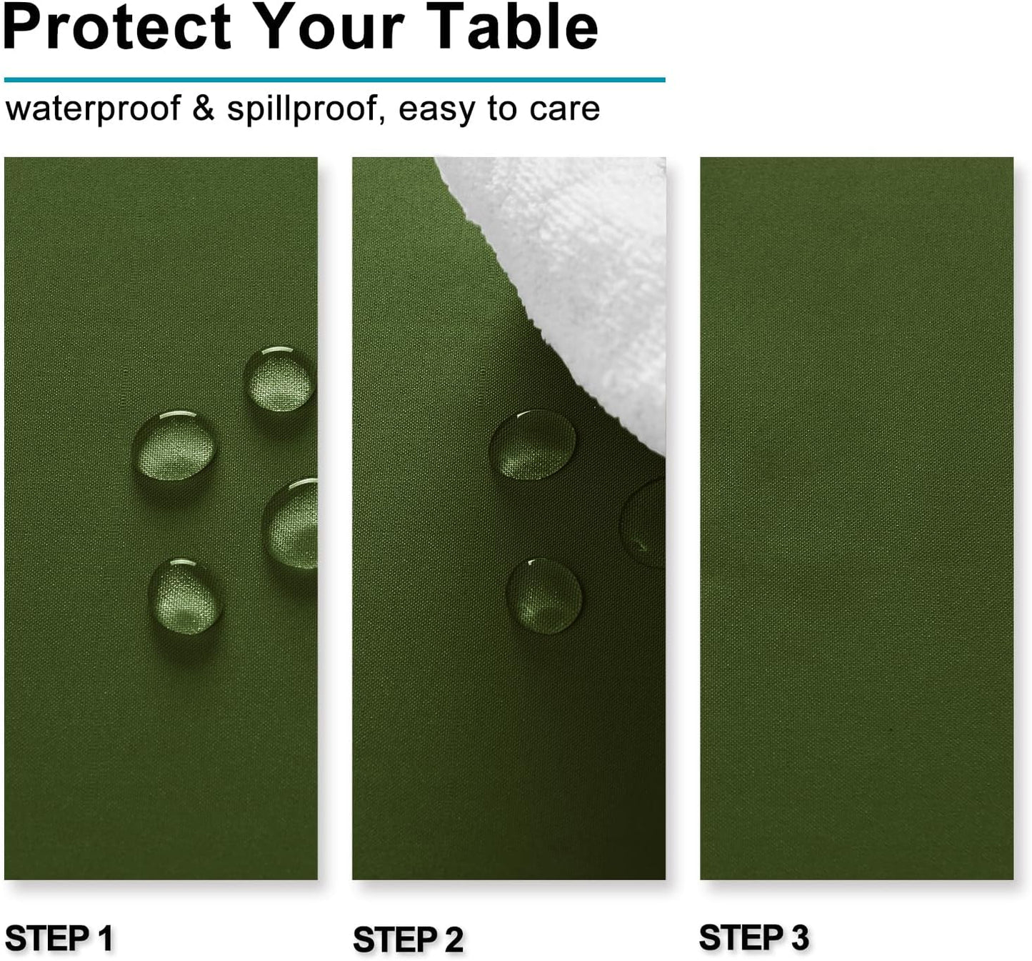 Hiasan Tablecloth for Rectangle Tables - Waterproof and Spillproof Washable Fabric Table Cloth for Dining Room Kitchen Party, 60 x 120 Inch, Olive Green