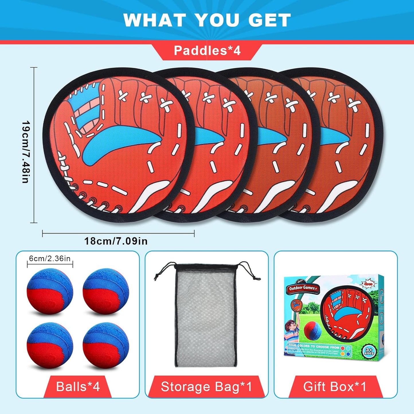 Toss and Catch Ball Game Outdoor Toys for Kids,Toddler Baseball Training Glove,Baseball Beach Pool Yard Outside Game for 3 4 5 6 7 8 9 10 Year Old Boys Girls