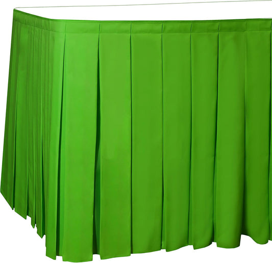 Ultimate Textile Pleat Polyester Fabric Table Skirt - Machine Washable, Flame Resistant, Cut & Sewn in NJ, Desk Skirt - Kelly, 7' Box Pleat x 42" h
