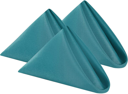Cloth Napkins 17x17 inch Washable Polyester Dinner Napkins Soft Table Napkins for Wedding Party Dining Banquet(Teal,12PCS)