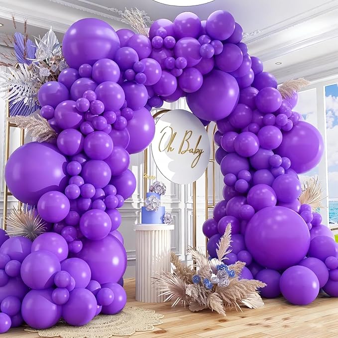 412pcs Purple Balloons 18 12 10 5 Inch Purple Balloon Garland Arch Kit Different Sizes Matte Latex Balloons for Baby Shower Birthday Wedding Party Decorations