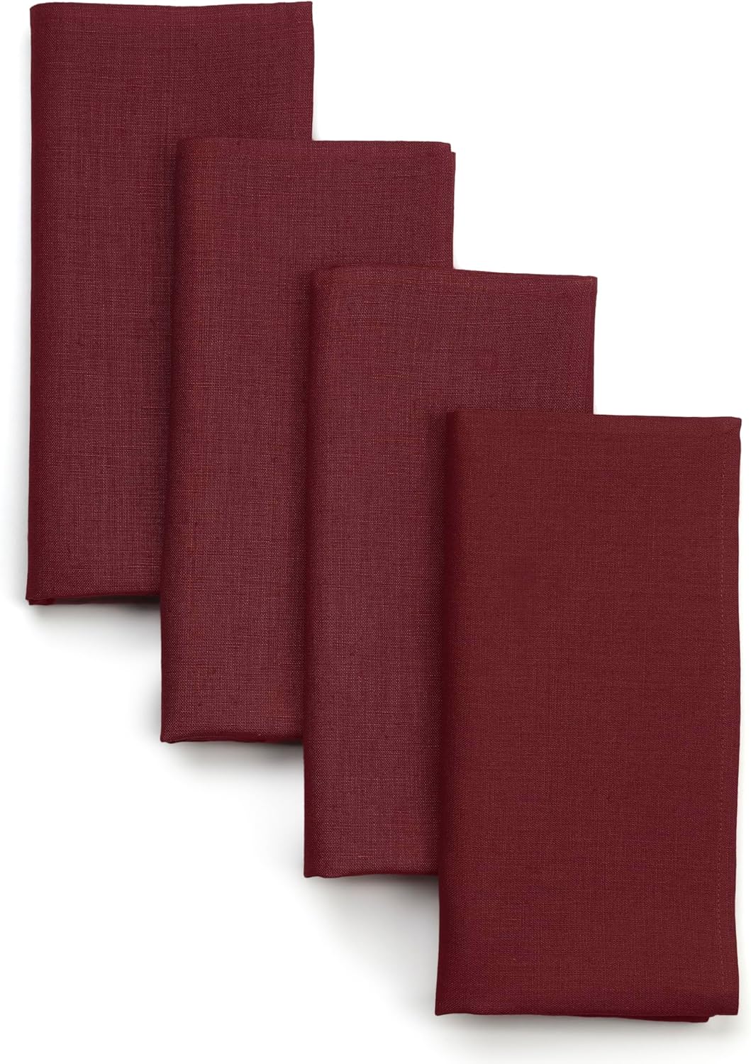 D'Moksha Homes Dark Red Linen Napkins 18 x 18 Inch - 100% Pure Linen Cloth Washable Dinner Napkins Set of 4 for Fall, Thanksgiving, Christmas, Holiday