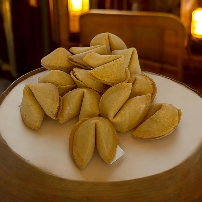 50 Fortune Cookies - Individually Wrapped with Fun, Traditional Fortunes, Lucky Numbers and Chinese Characters - Bundle of 50 Vanilla Cookies