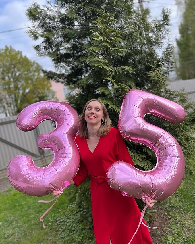 Pink Number 2 Balloon 40 Inch, 2nd Birthday Decoration for Toddlers Girls Boys, Sparkling 2 Number Balloon Party Decor