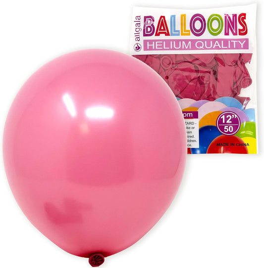 Allgala Helium Grade Latex Balloons - Bulk Balloon Pack | Ideal for Birthday Party Decorations, Gender Reveal, Thanksgiving | Thick and Strong Colored Balloons for Events | 50 pcs 12" - Retro Fuchsia