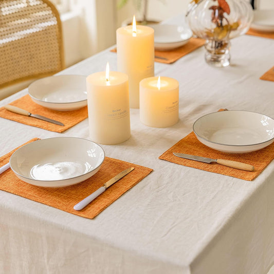 Home Brilliant Cloth Placemats Set of 6 Heat Resistant Dining Table Place Mats for Kitchen Table Fall Party Halloween Thanksgiving Decorations Decor, 13 x 19 inches, Orange