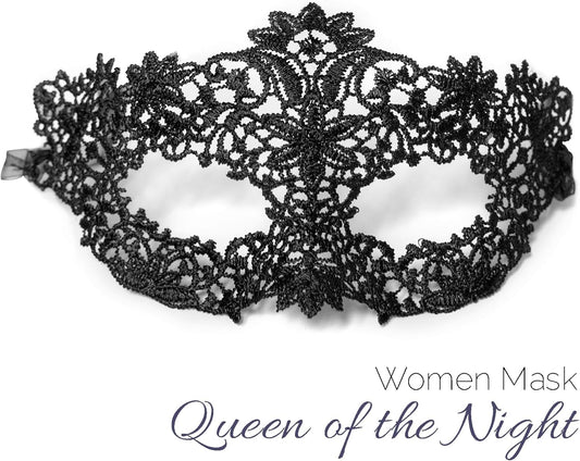 Masquerade Mask for Couples Women and Men - 3 Pack Venetian Gold and Black Lace, Mardi Gras Mask