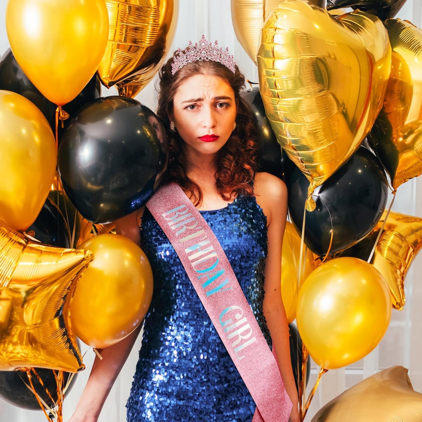 COCIDE Birthday Sash and Crowns Crystal Party Decoration - Happy Birthday Gift Accessory, Supplies