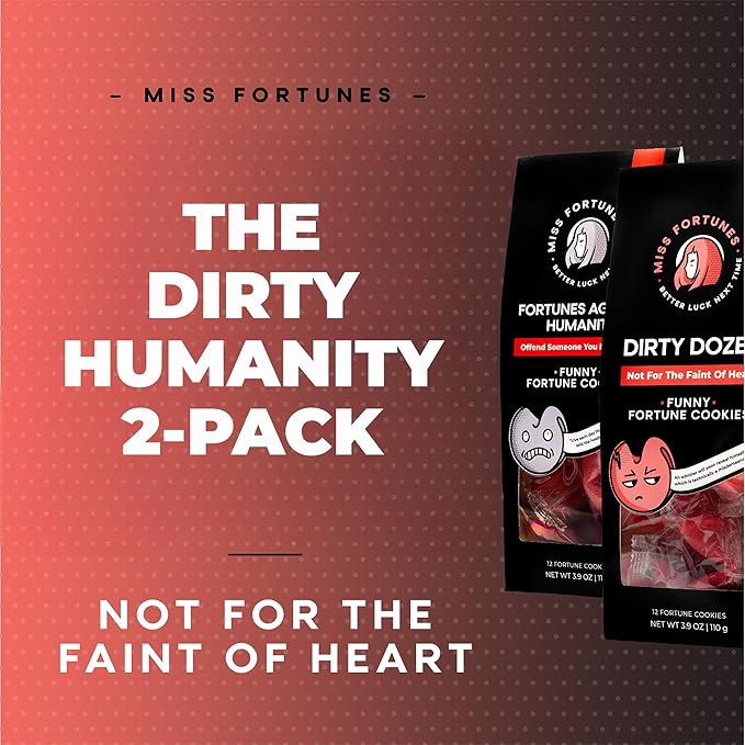 Miss Fortunes, Funny Fortune Cookies, The Two-Pack Shakur, Written by Professional Comedy Writers (Multi-pack of 2 Dozen Cookies) (Dirty Dozen + Fortunes Against Humanity)