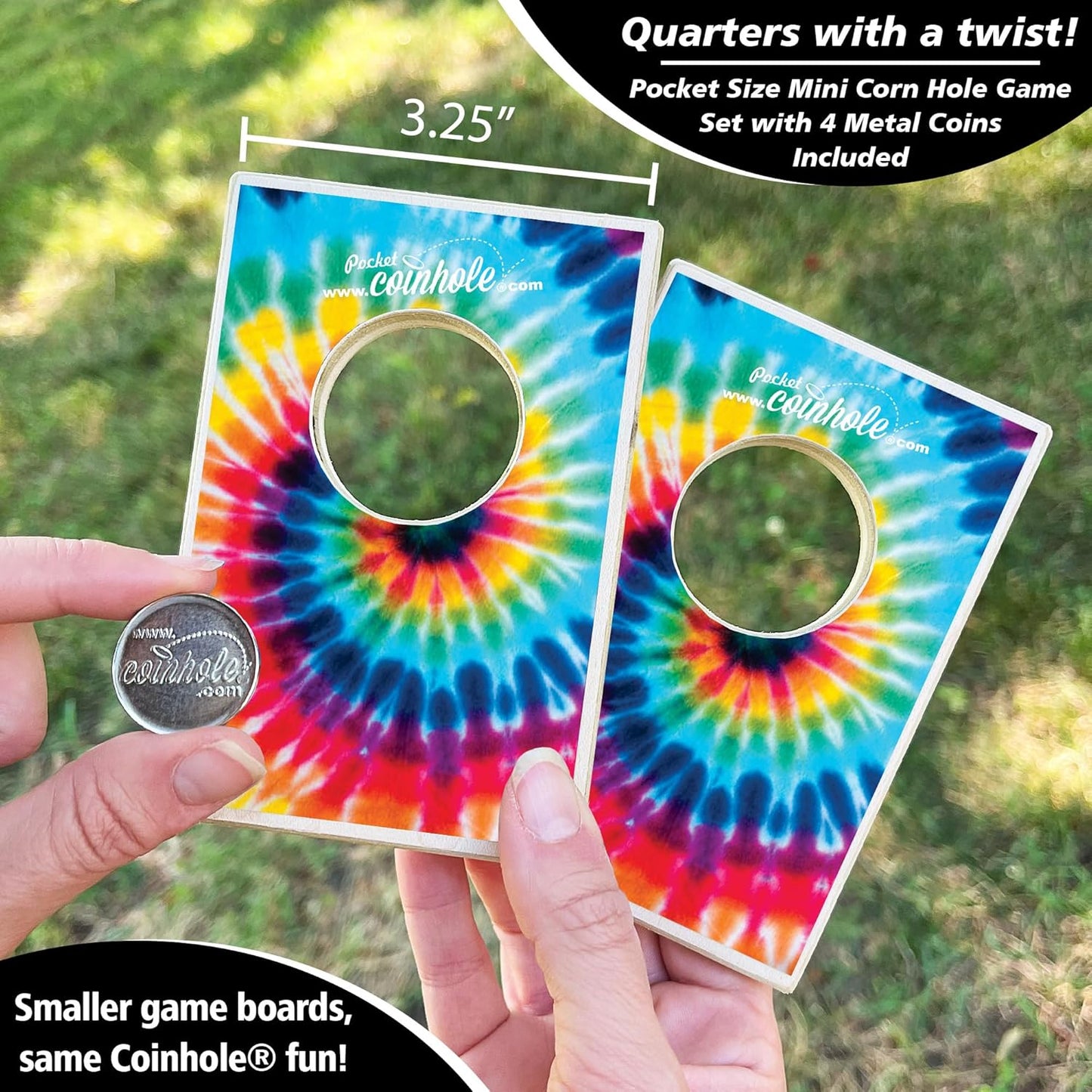 Coinhole Desktop Coin Bouncing Party Game Set | Tabletop Cornhole Board Game | Small Cornhole Travel Game Includes Coins