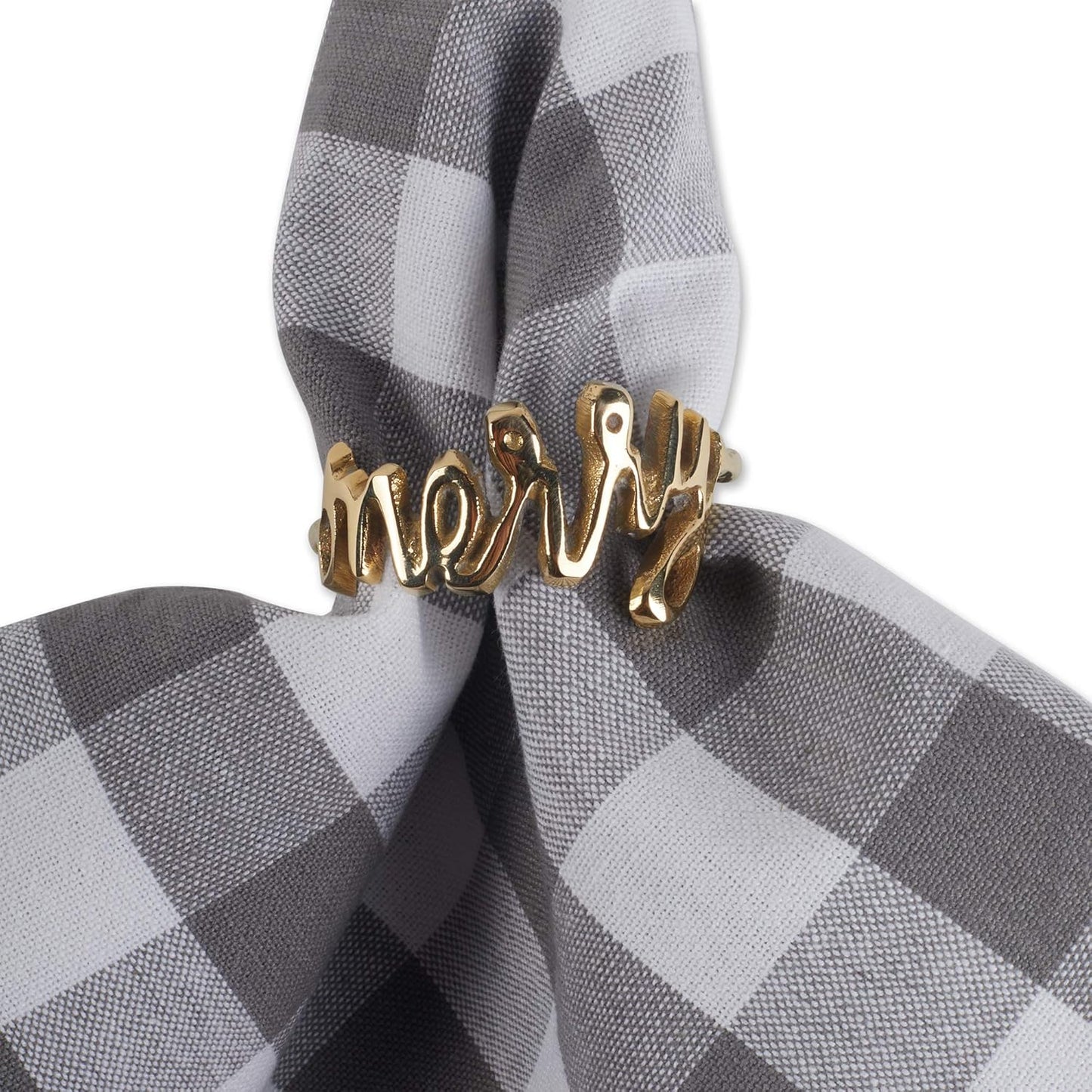 DII Christmas Thanksgiving Holiday Tabletop Décor Collection Decorative Napkin Ring Holder Set, 1.9" Dia x 1.1" Height, Merry Gold, 6 Piece