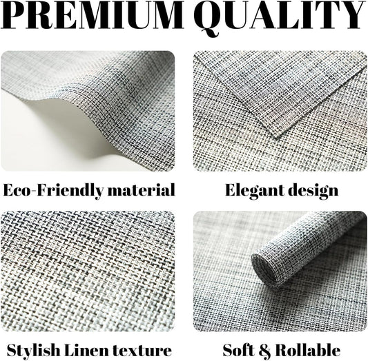 Placemats Set of 12 Vinyl/Plastic Woven Place Mats for Kitchen Table Indoor/Outdoor Washable Placemat Wipeable Dining Table Mats (Grey,12)