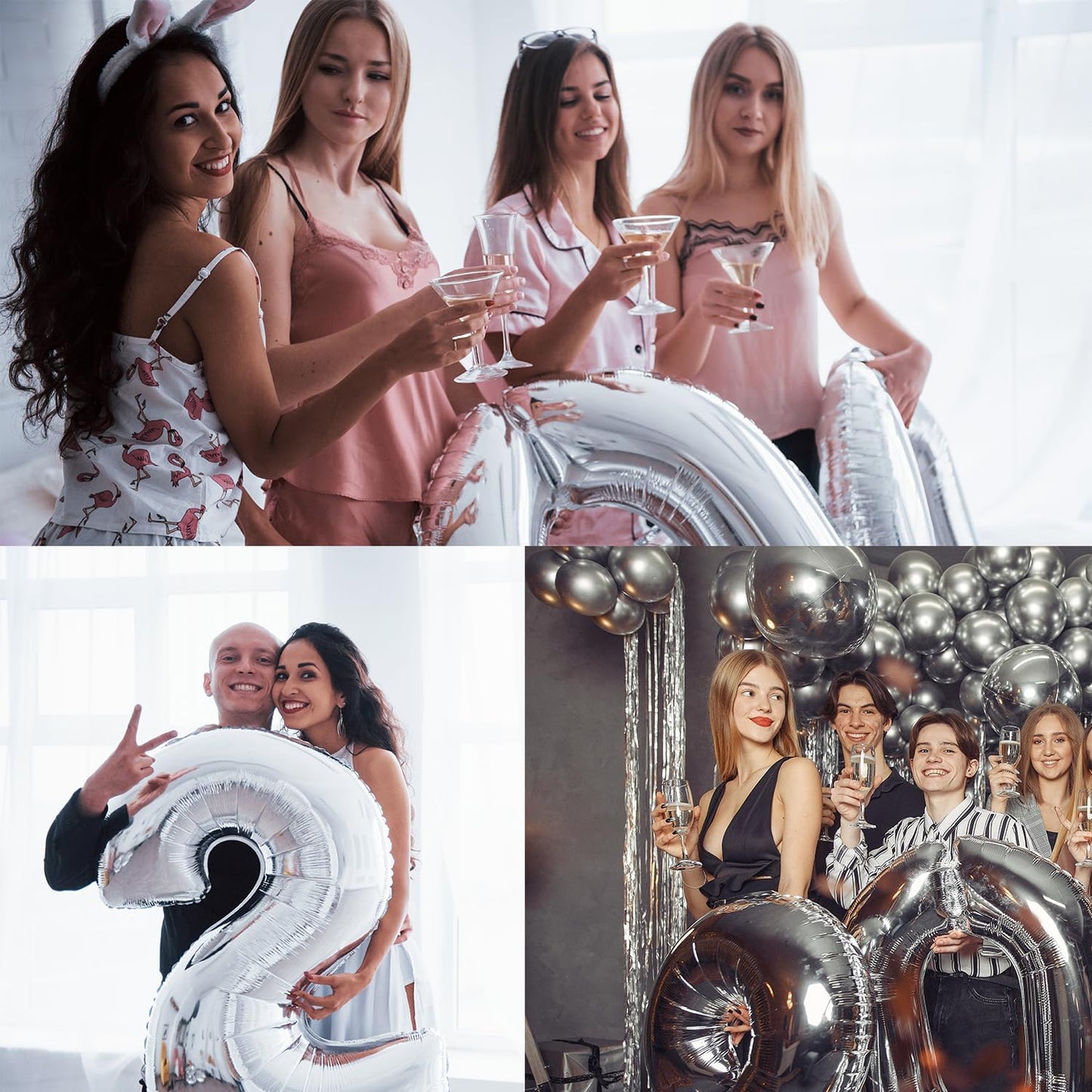 Smlpuame 40 Inch 2025 Balloons Silver, Large Foil Number Balloons for Happy New Years Festival Celebration Party Supplies Class of 2025 Graduation Decorations