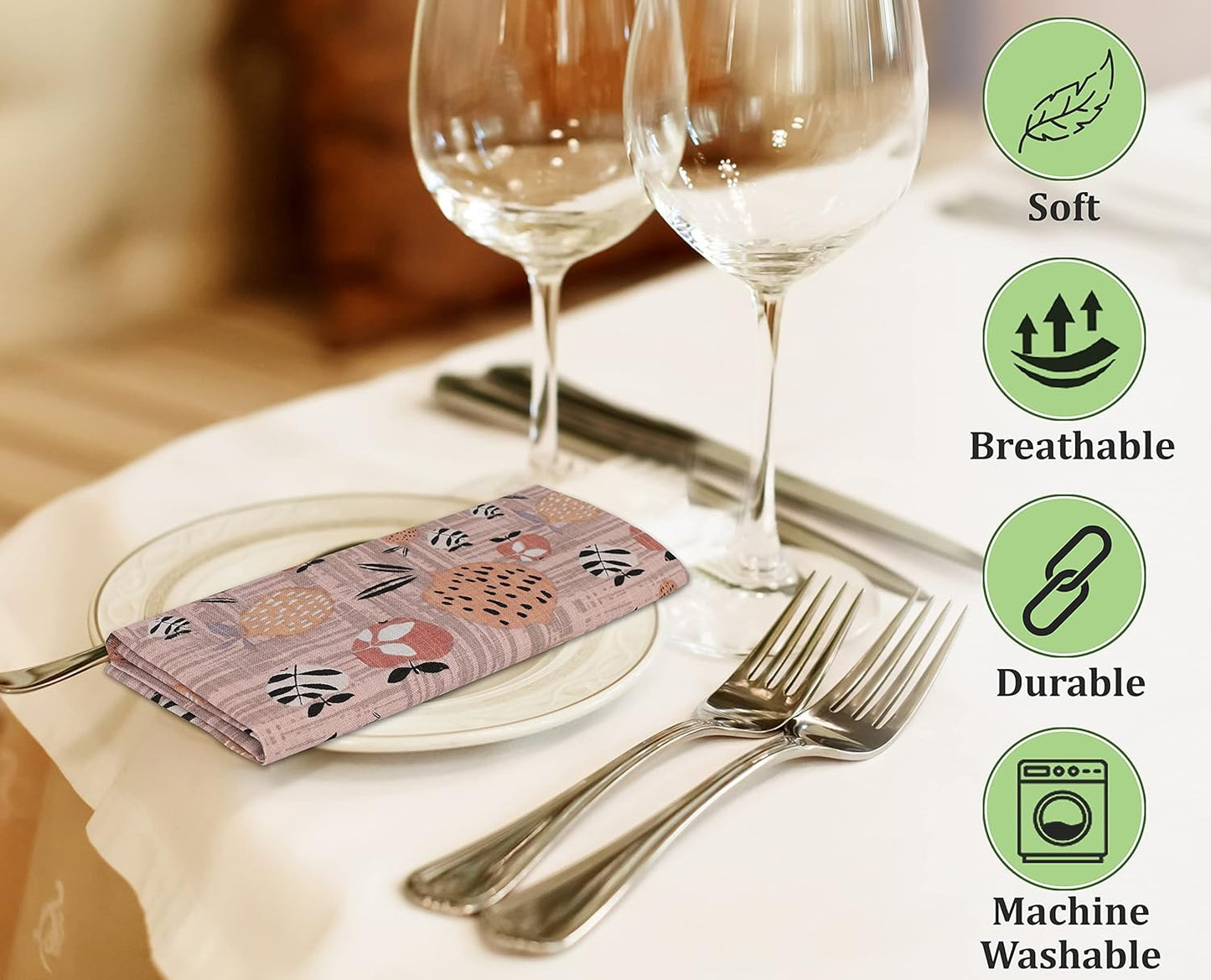 RUVANTI Cloth Napkins Set of 12 Cotton 100%, 18x18 Inches Napkins Cloth Washable, Soft, Absorbent. Cotton Napkins for Parties, Christmas, Thanksgiving, Weddings, Dinner Napkins Cloth - Dusty Palette