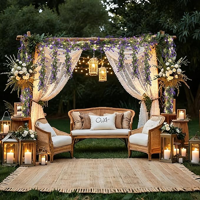 RECUTMS Faux Lighted Mantle Garland Artificial Hanging Greenery Fake Hanging Eucalyptus Leaves Vine with Lights Swag Garland for Indoor Outdoor Wall Party Mantel Wedding Table Arch Decor(Purple)