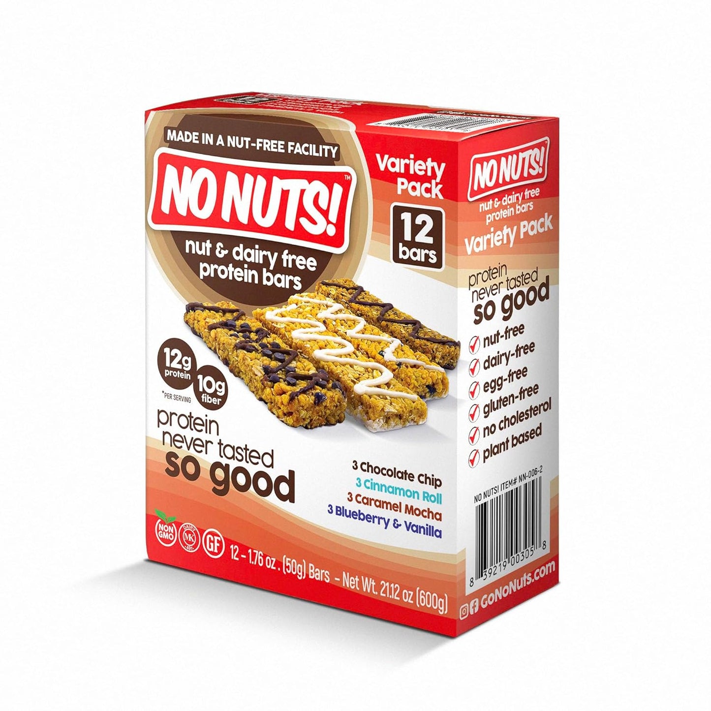 No Nuts! Protein Bar Variety Pack – 12 Count | 100% Nut-Free, Dairy-Free, Vegan, Organic, Kosher, Egg-Free, Non-GMO Energy Snack Bars