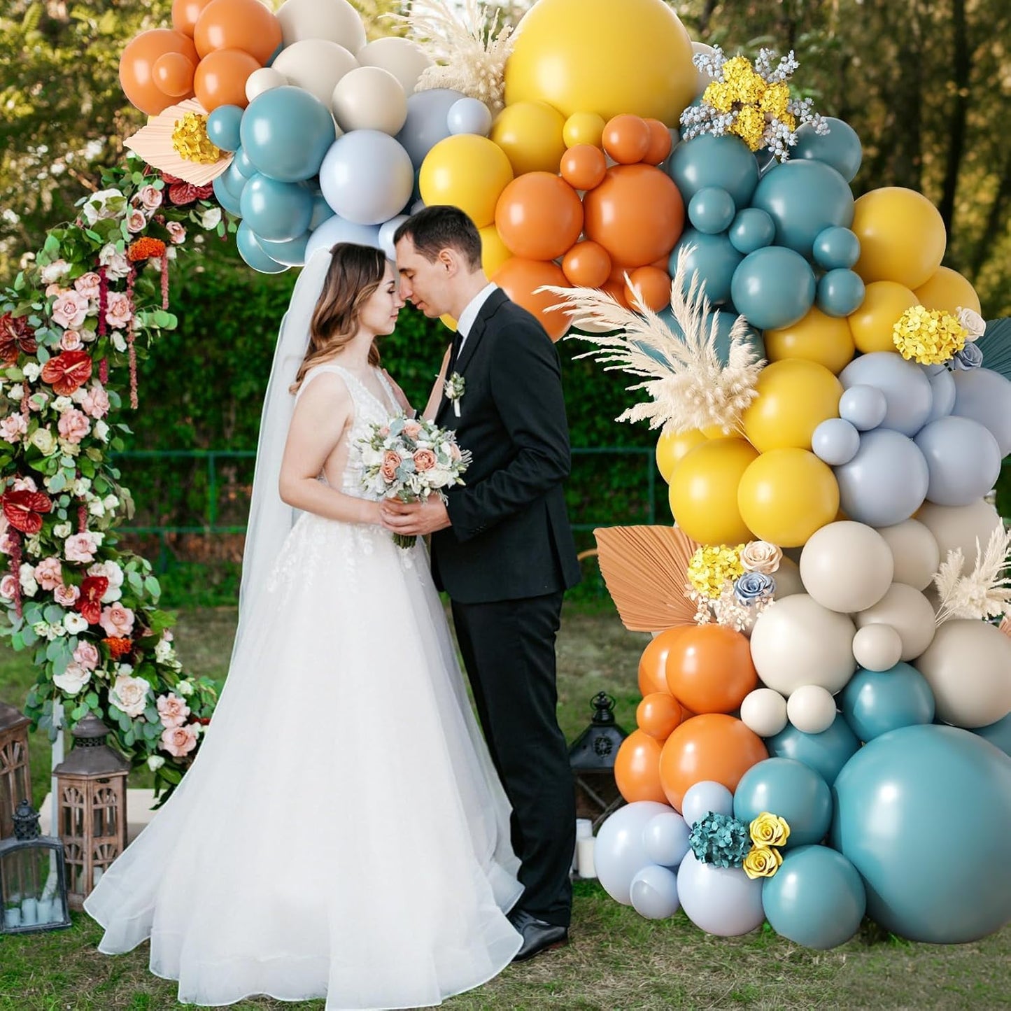 Retro Blue Mustard Yellow Balloon Arch Kit, Here Comes Balloon Garland with Slate Blue Yellow Retro Orange Birthday Party Balloon for Sunshine Baby Shower Birthday Bridal Wedding Party Decoration