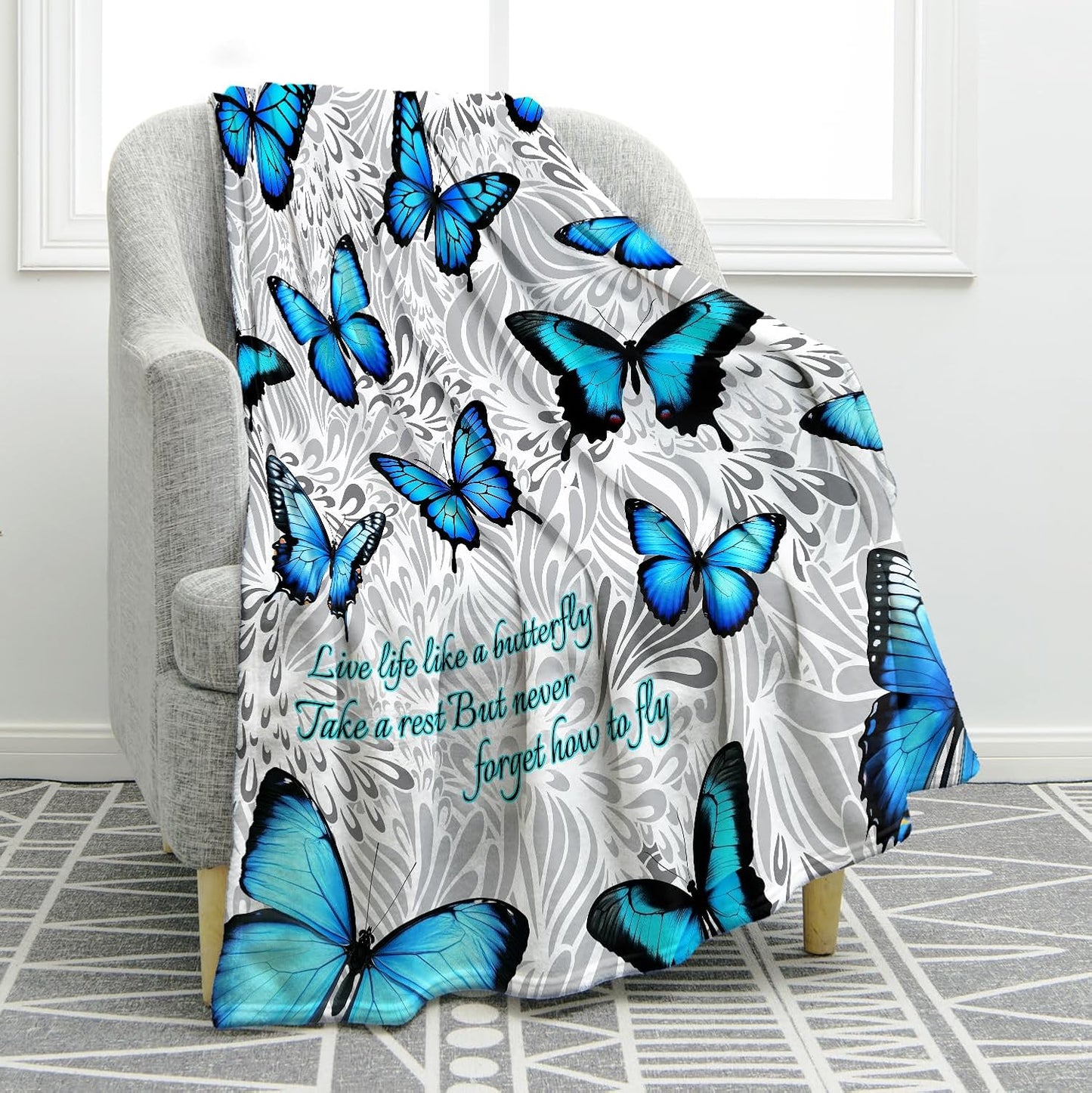 Jekeno Butterfly Throw Blanket Gifts for Women Girls, Christmas Birthday Valentines Butterfly Lovers Gifts for Adult Kids, Butterflies Blanket Decor for Home Bed Couch