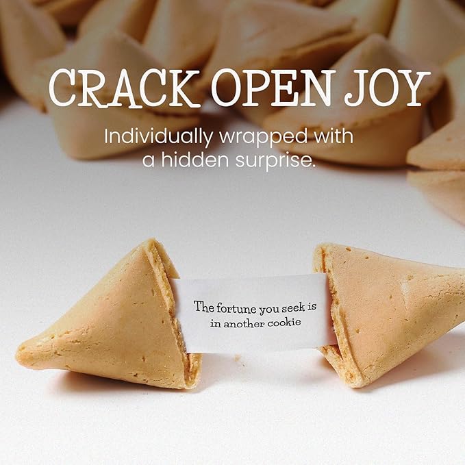Fortune Cookies | 25 Pack | Individually Wrapped Fortune Cookies for Christmas, Parties, Weddings, Events, and Celebrations with Fun Fortunes -25 Pack