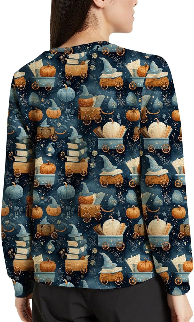 LIZALIG Pullover Cute Sweatshirt Orange Skeleton Fall Festive FunWomens Design Bat Holiday Party Outings Pumpkin Print