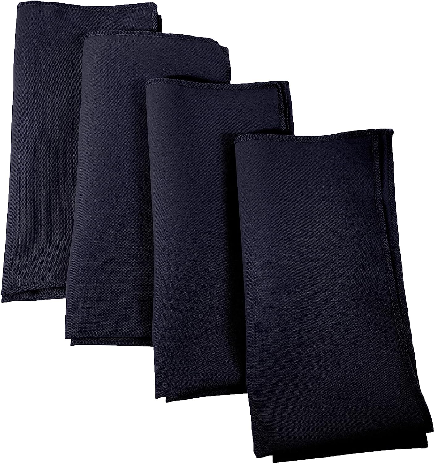 LA Linen 4-Pack Poly Blend Napkins - Soft, Washable, Stain & Wrinkle Resistant - Dinner & Party Napkins - 18x18 - Navy